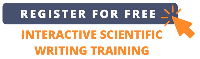 Graphic inviting scientist to register for our free interactive writing training