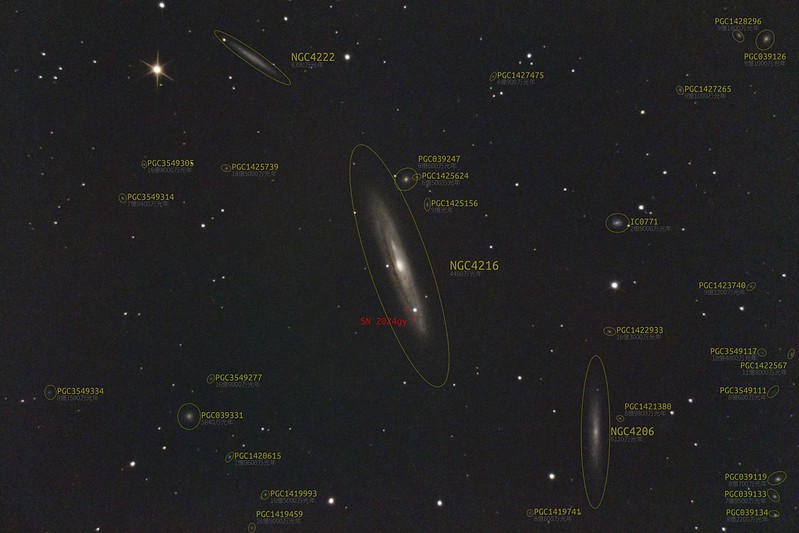 NGC4216 + SN 2024gy (2024/1/22 04:05) (アノテーション付き)