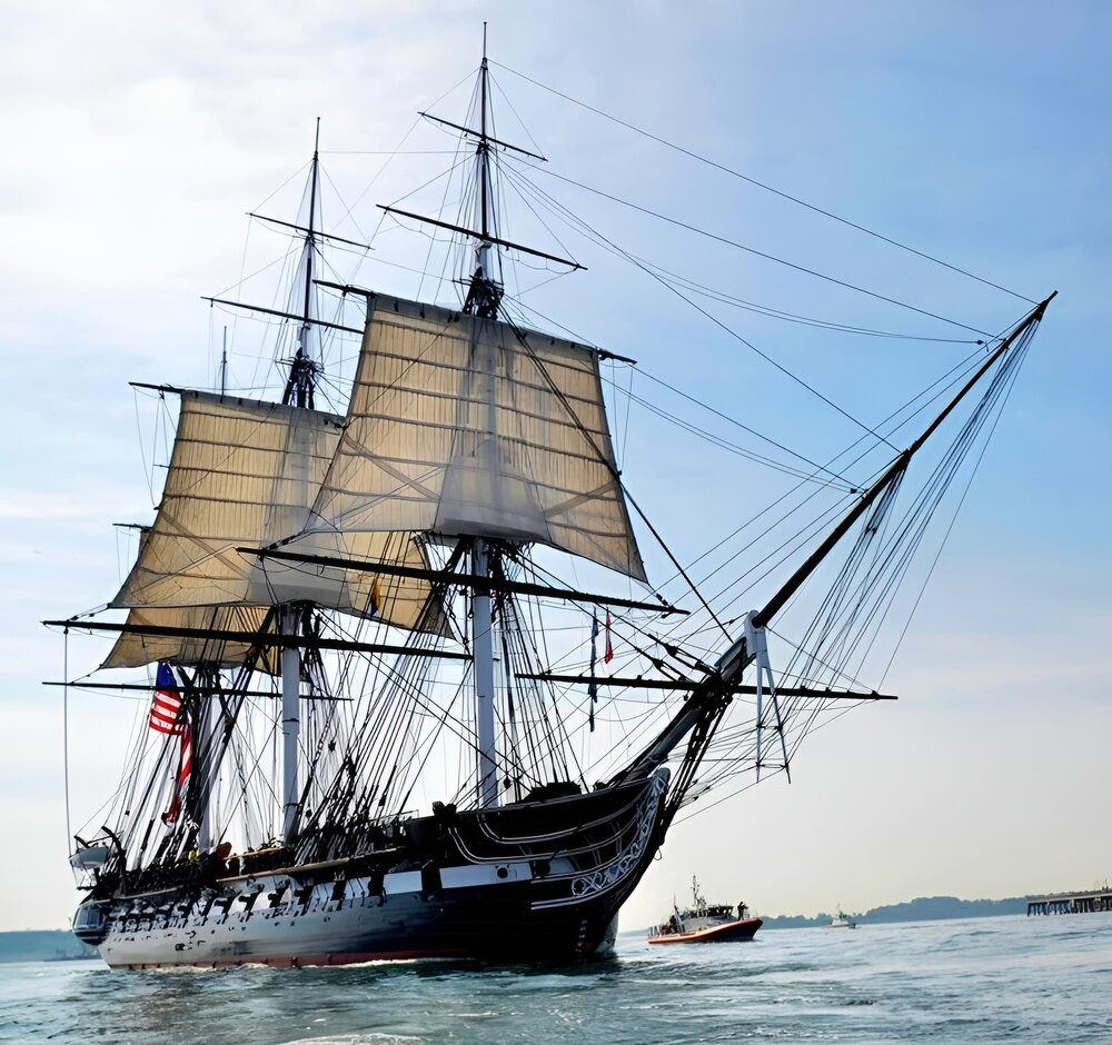 USS Constitution at sea in Boston Harbor. Credit Hunter Stires