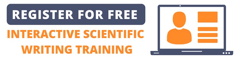 Graphic inviting scientist to register for our free interactive writing training
