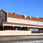 Old Grier Eating House and Cimarron Hotel (Liberal, Kansas) Historic Cimmaron Hotel next to the old Chicago, Rock Island and Pacific Railroad (Rock Island) Station in Liberal, Kansas.  The Mission/Spanish Colonial Revival style building housed the Grier Eating House.