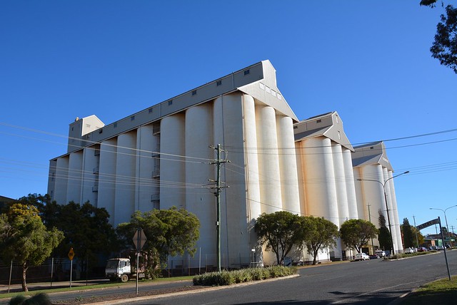 The Heritage Listed Kingaroy Peanut Silos that hold 4000–5000 tons of peanuts, built in 1938 by Kell & Rigby. Queensland Australia