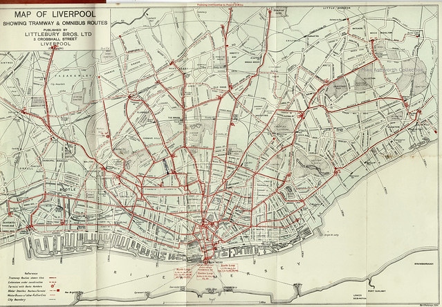 Official street map of Liverpool showing tramway & omnibus routes : Liverpool Corporation Tramways & Motors Department : Littlebury Bros. Ltd : Liverpool : 3rd. edition : 1929