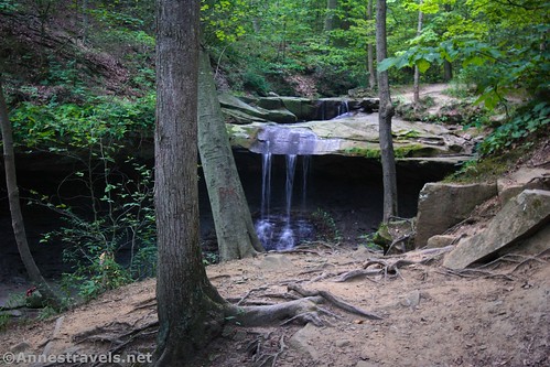 In one of the lower viewing areas - people obviously come here often to get a different view on Blue Hen Falls, Cuyahoga Valley National Park, Ohio