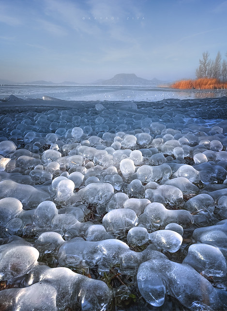 ICE BUBBLES ON THE FROZEN LAKE
