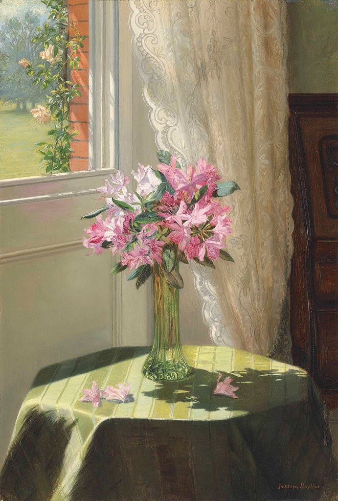 Jessica Hayllar «Rhododendrons by a window»