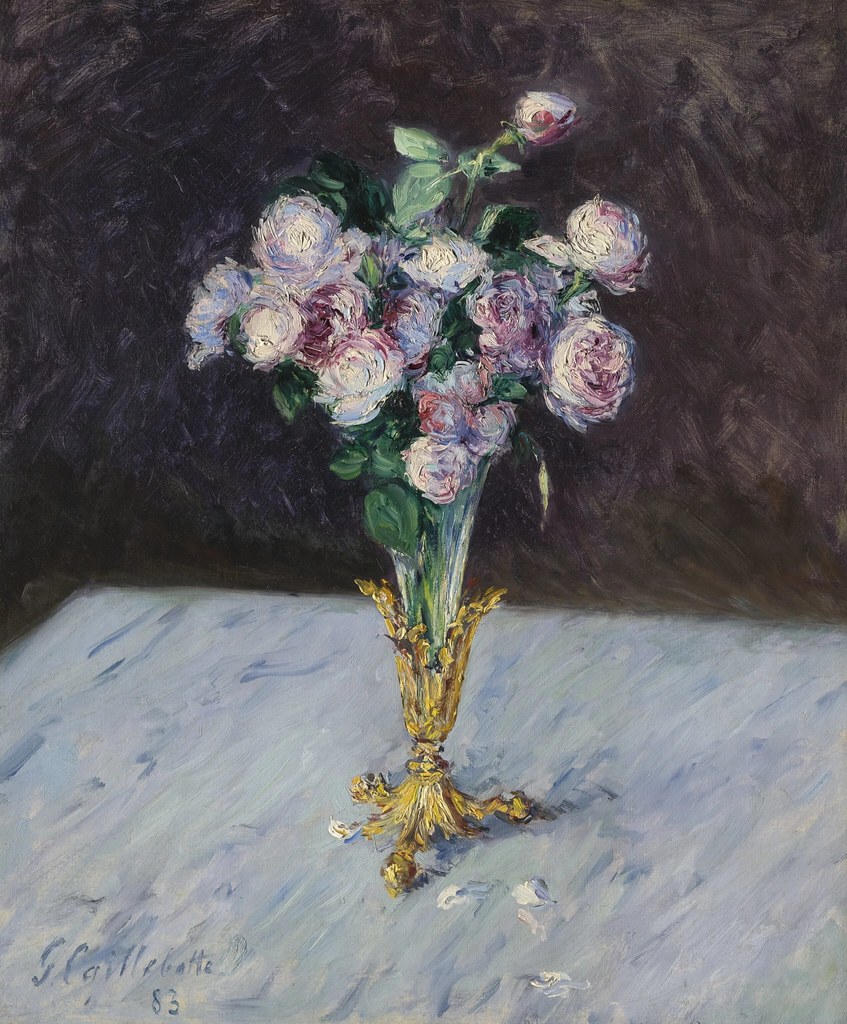 Gustave Caillebotte «Bouquet de roses dans un vase de cristal», 1883