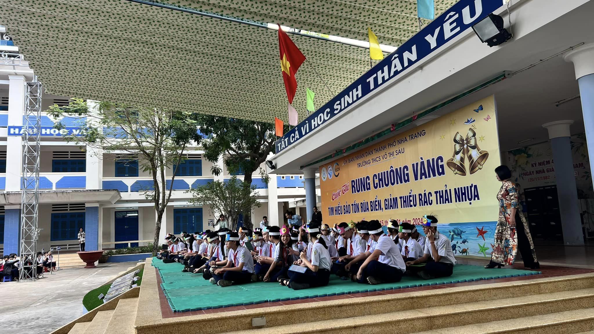Trường THCS Võ Thị Sáu tổ chức “Rung Chuông Vàng” tìm hiểu bảo tồn rùa biển- giảm thải rác thải nhựa năm học: 2023-2024