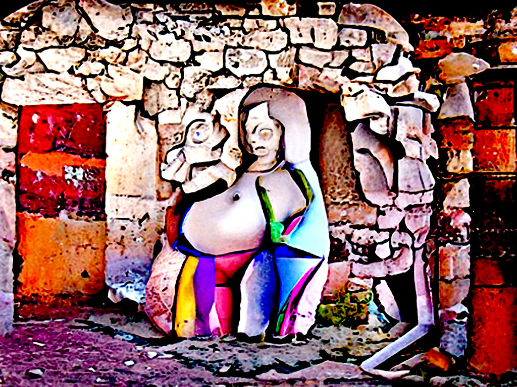 Gravid Woman Amidst the Ruins