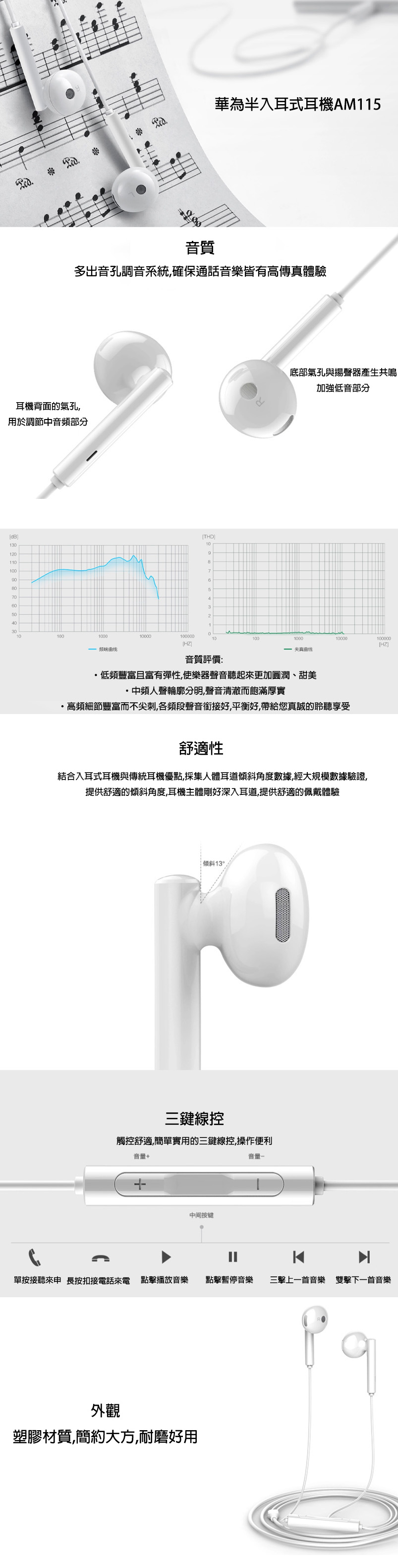 Huawei AM115 半入耳式耳機