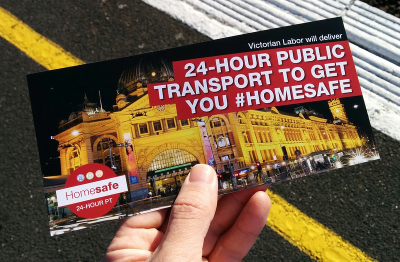 State ALP flyer for all-night public transport (January 2014)