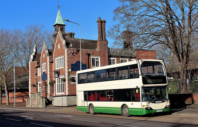 SGZ 6664, Ipswich Buses Scania Omnidekka 64, Crown Street, 26th. January 2024.