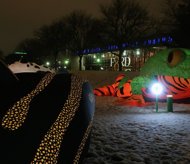 Juxtaposing POTUS and tropical frogs inflated and lit