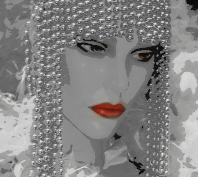 silver and red lips taken at the Bay store at Xmas mannequin  edited