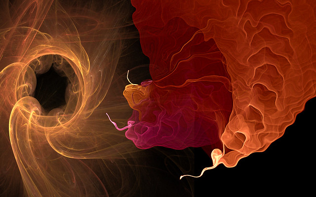 2 orange flame fractals fighting it out