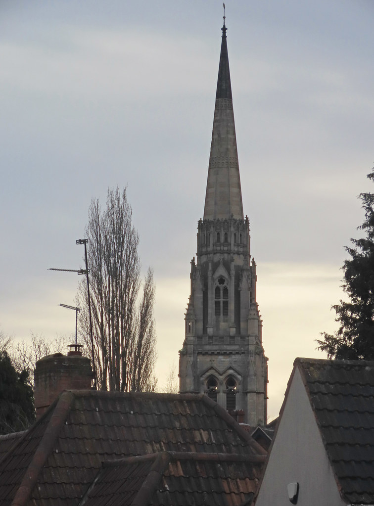 Spire of St Augustine's Church from Rotton Park Road, Ladywood