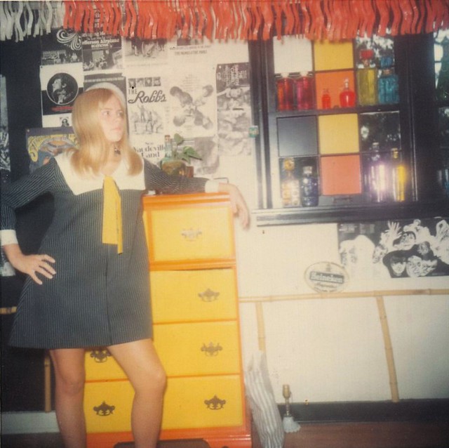 scanned film posted 1-24: 50+ years ago in the late 1960s; my sister patty in my room in hot springs*