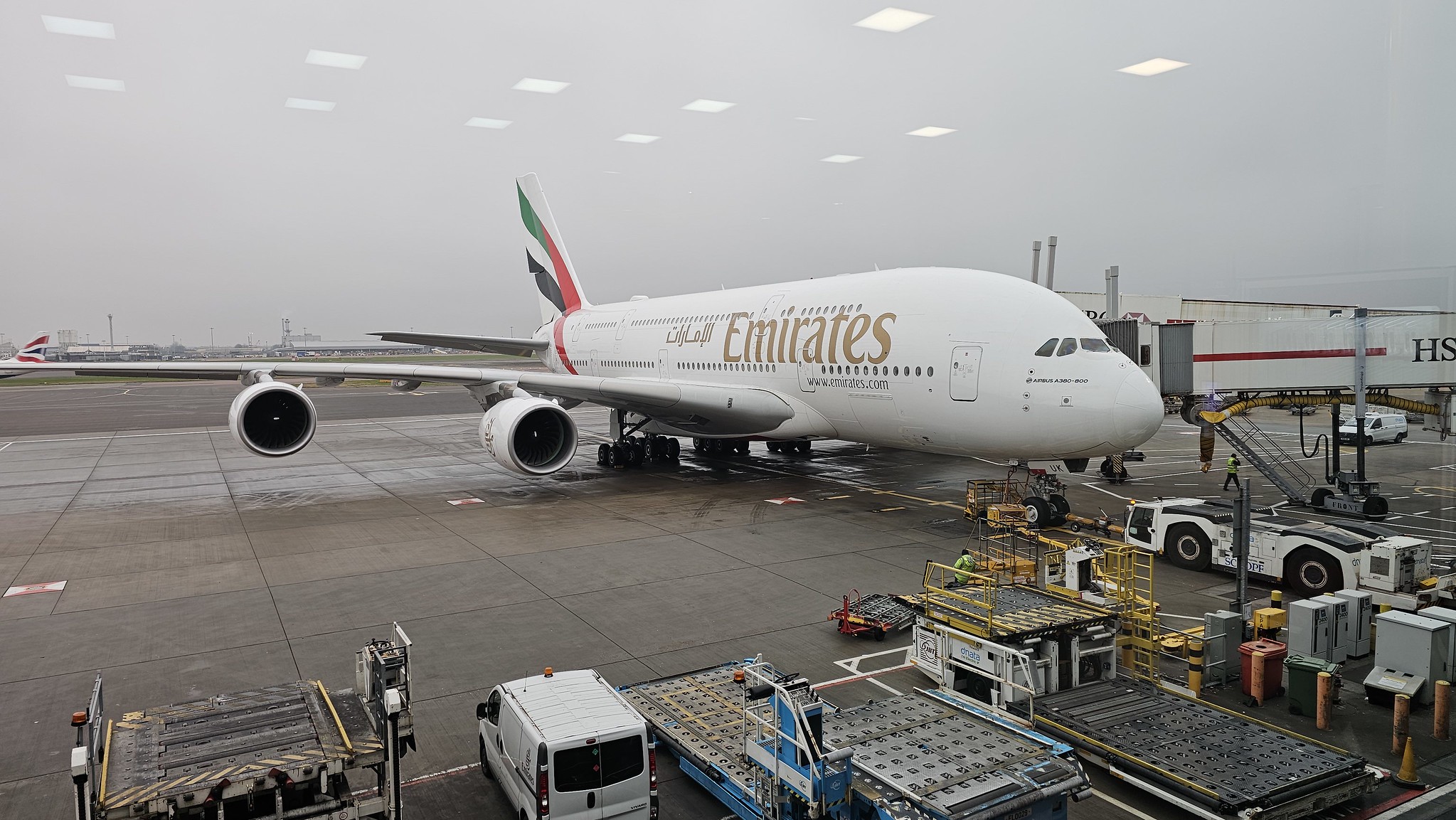 An Emirates A380 waiting to head to Dubai