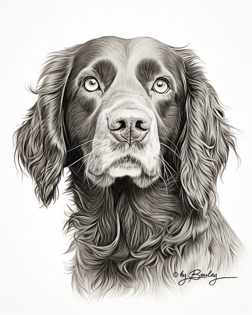 Pencil sketch - American Water Spaniel