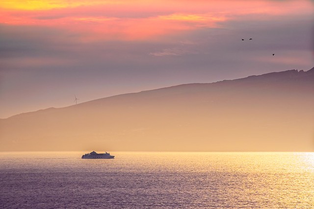 Tenerife ferry at sunset