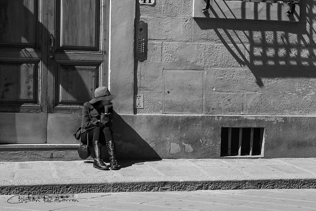Contemplation in Shadows - Florence Street Scene