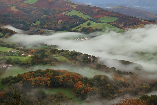 Landscape between fogs of the Baztan