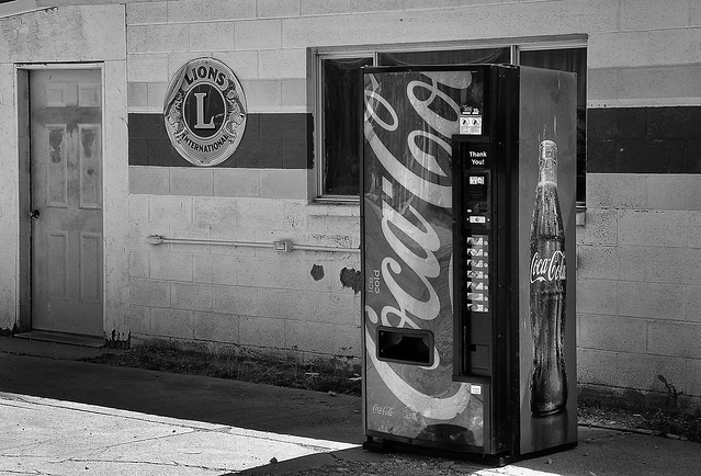 Coke Machine at the Bancroft Lions bw