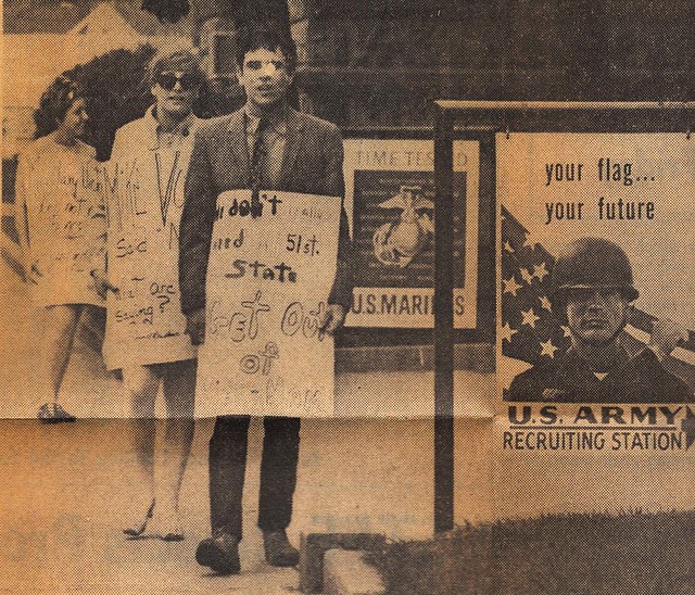 scanned film posted 1-24: 50+ years ago in the late 1960s; newspaper article about my first protest (18-19 y/o), against the vietnam war, in little rock ar