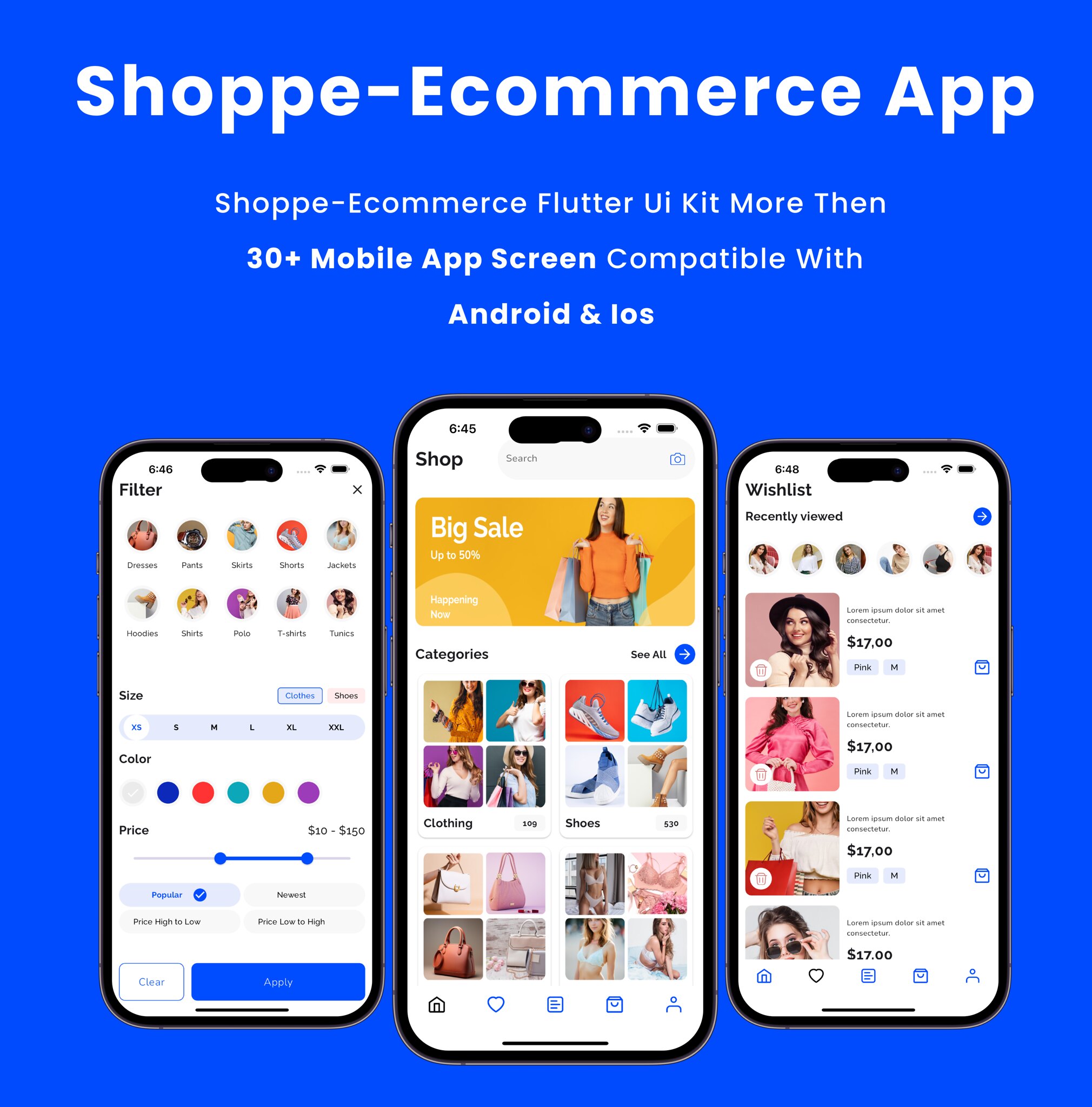 Shoppe eCommerce App - Online Shopping E-Commerce Flutter App UI Kit | Android | iOS Mobile App Temp