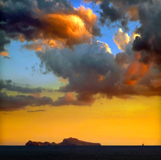 Capri island in the sunset