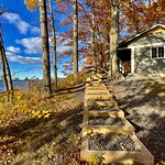 October 27, 2022: Cabin at Pond Shore Cabin Area, Fair Haven Beach State Park, Sterling, New York As seen at the Pond Shore Cabin Area at Fair Haven Beach State Park in Sterling, New York, Cabin 9 boasts a commanding view over Sterling Pond.