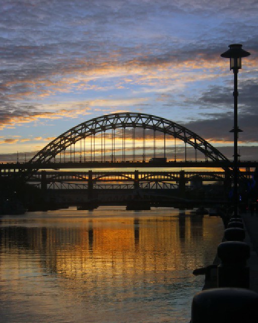 Tyne bridge at sunset.