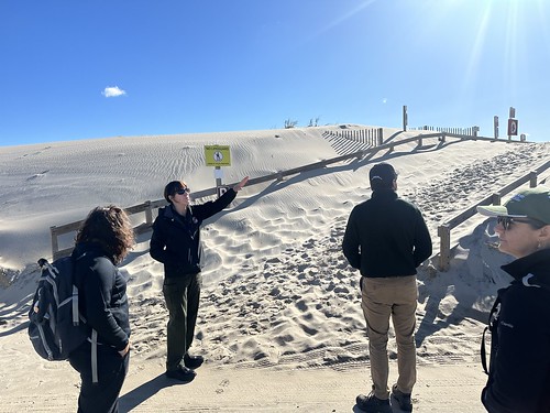 Photo of people in front of a sand dune
