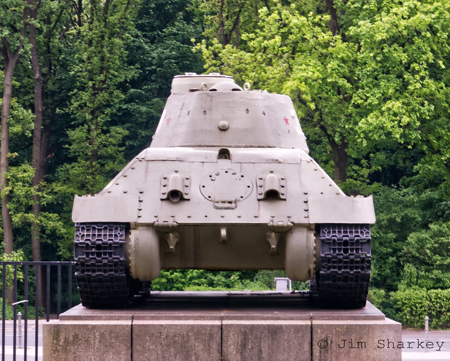 rear view of Russian T34 tank at Russian memorial Berlin
