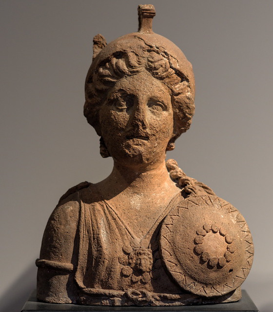 Terracotta bust of an armed goddess (Bellona, Minerva, Virtus?) from Pompeii