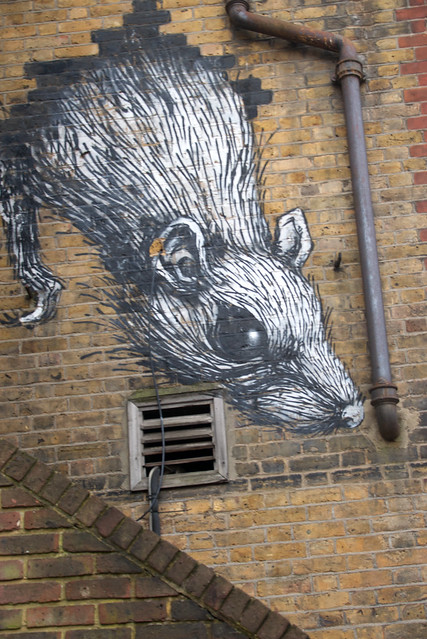 DSC_3165 The Bell English Pub New Goulston Street Artwork Rat by ROA Graffiti on a wall Petticoat Lane Market