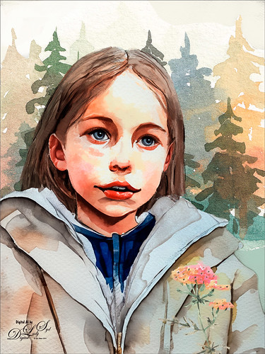 AI watercolor selfie image of a child