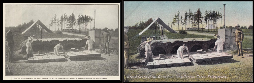 1906 Newspaper photo & European Post Card Company (#2) - Bread Ovens of the Canadian Army Service Corps (C.A.S.C.), at Petawawa, Ontario