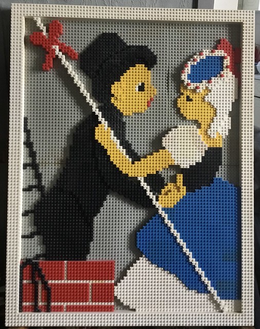 LEGO: Glued “painting” The shepherdess and the chimney-sweep