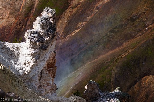 Rainbow in the spray off of Lower Yellowstone Falls, Yellowstone National Park, Wyoming