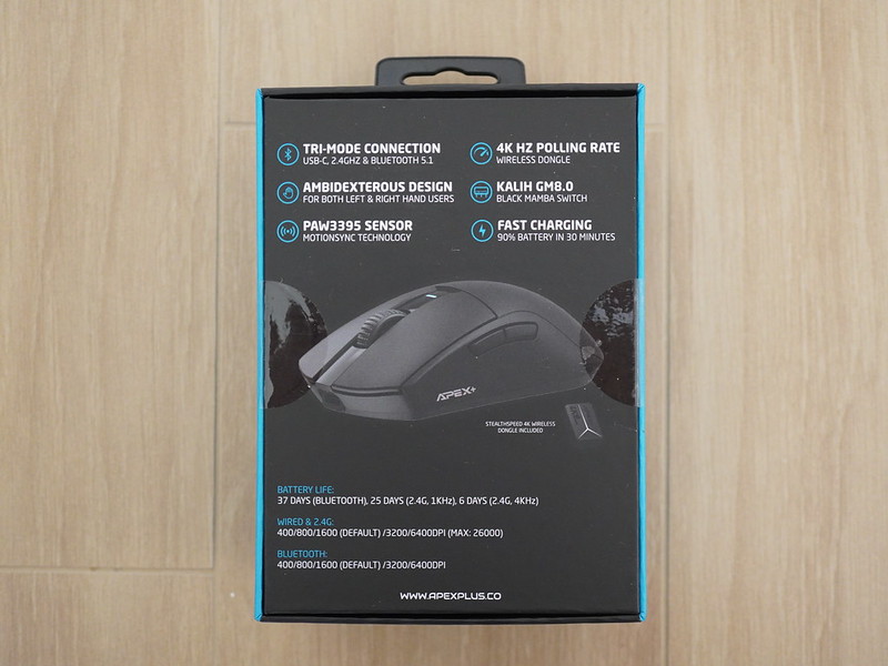 Apex+ Evolution Wireless Gaming Mouse - Box Back