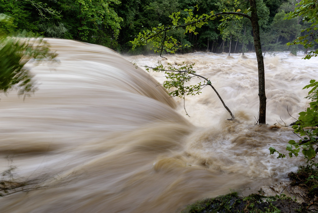 Flooding, Waterloo Falls, Spring Creek, Putnam County, Tennessee