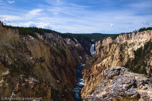 A realistic (no zoom) view of Lower Yellowstone Falls from Artist Point, Yellowstone National Park, Wyoming