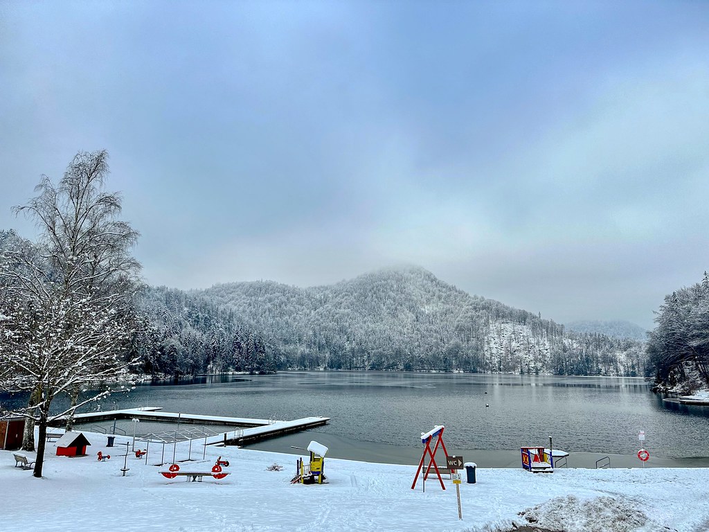 Lake Hechtsee in winter in Tyrol, Austria