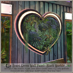 Heart Green Wall Panel Black Marble