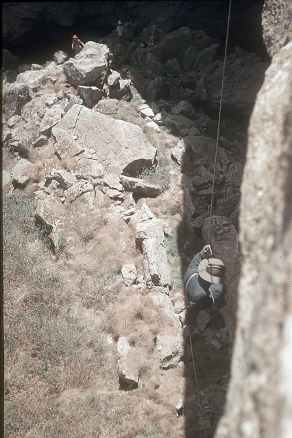 B1R1-12 1963-64 Nullarbor abseil down Koonalda Cave entrance doline