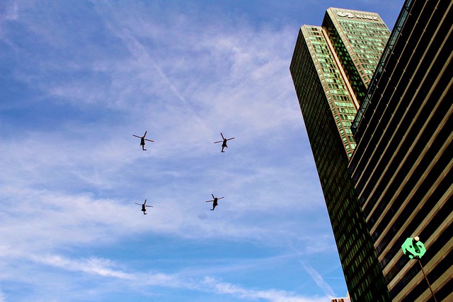 choppers over La Defense