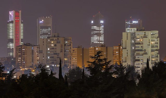 Madrid skyline during the hazy evening, Madrid, Spain