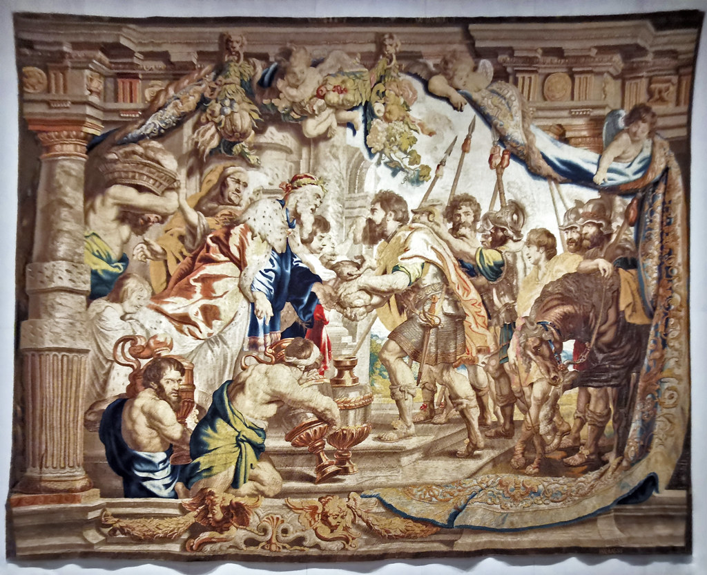 tapiz Encuentro de Abraham y Melquisedec serie El triunfo de la Eucaristía de seda lana 1632 de Rubens Museo Galería de las Colecciones Reales Patrimonio Nacional Madrid
