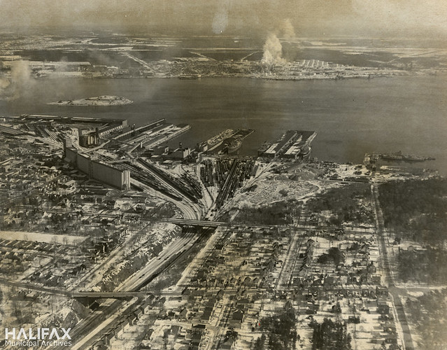 South end Halifax and the Ocean Terminal Rail yards (aerial photograph)